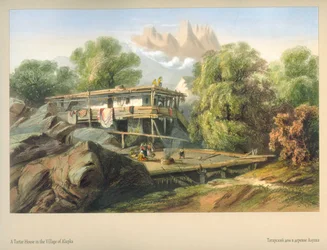 Carlo Bossoli. Maison tatare dans le village d